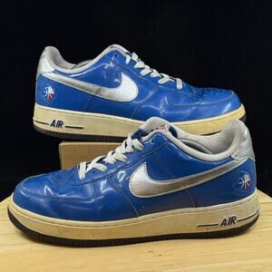 Nike Air Force 1 Shoes Mens Size 11 Blue Silver Texas Basketball Patent Leather